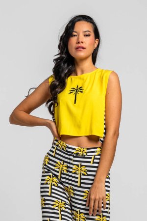 Top amarillo con palmera bordada Top amarillo con palmera bordada