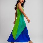 Vestido largo tricolor
