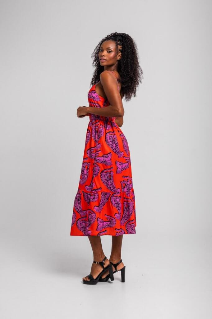 Vestido midi tirantes tigres