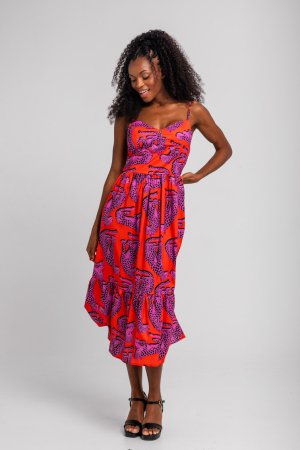 Vestido midi tirantes tigres