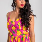 Vestido midi tirantes limones