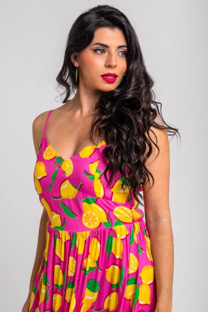 Vestido midi tirantes limones