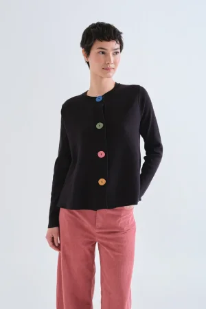 Rebeca negra con botones de colores