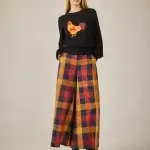 Pantalón cuadros mostaza