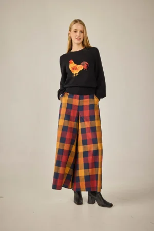 Pantalón cuadros mostaza