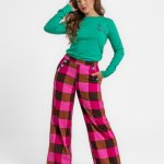 Pantalón cuadros fucsia y marrón