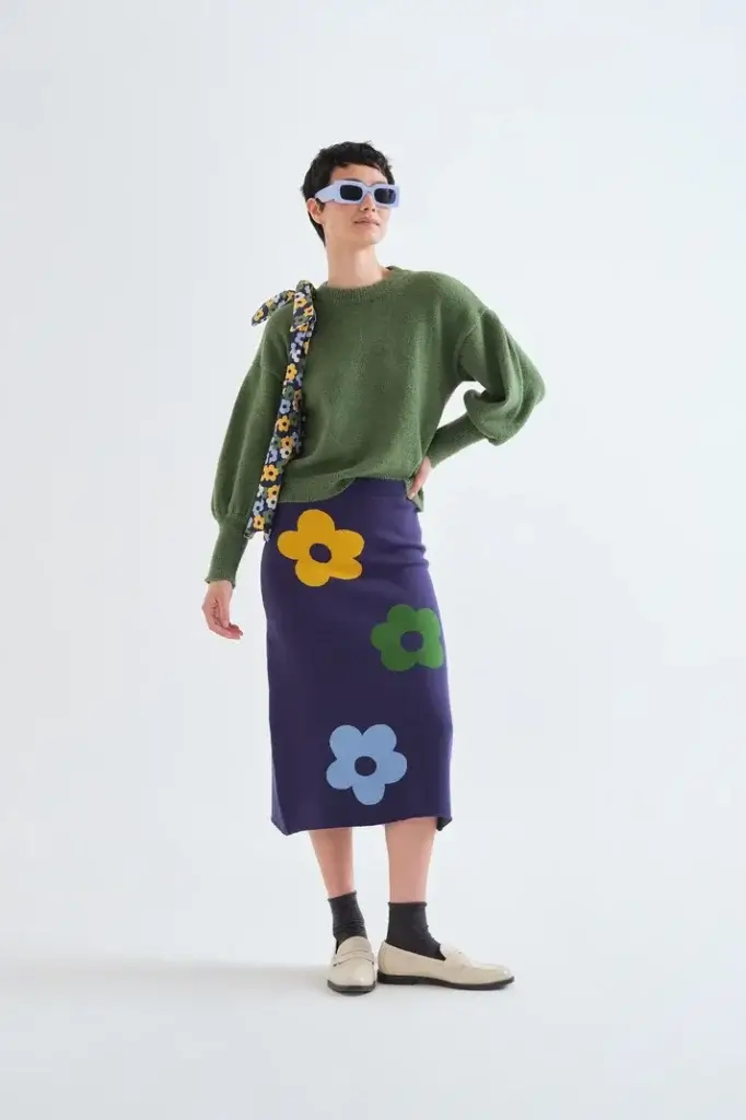 Falda punto flores