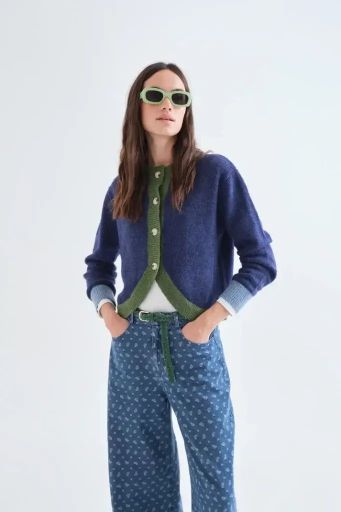 Rebeca bicolor azul y verde