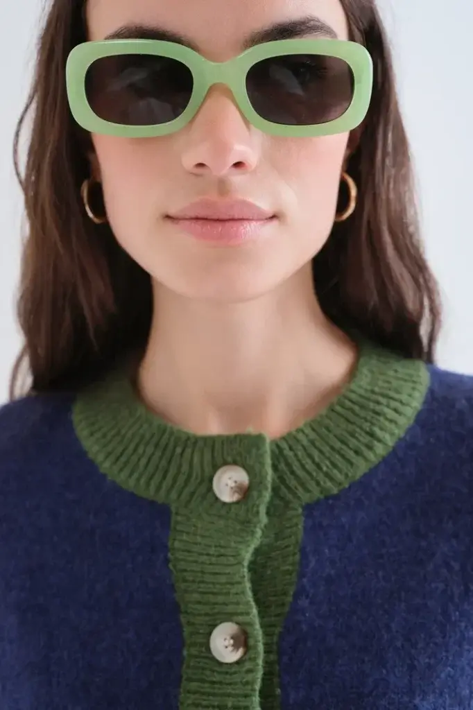 Rebeca bicolor azul y verde