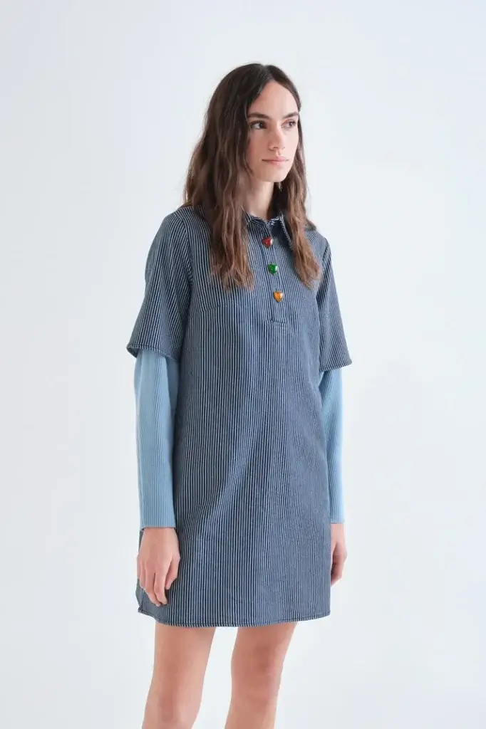 Vestido vaquero rayas azul y blanco