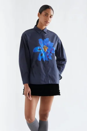 Camisa flor azul