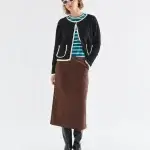 Falda midi ante marrón
