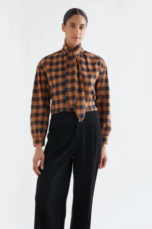 Camisa cuadros marrón y azul marino