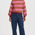 Sudadera rayas marrón y rosa